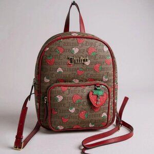 Juicy Couture Freshly Picked Backpack Small Chestnut Chino Red Strawberry🍓- NWT